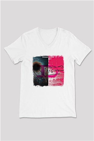 Duran Duran Baskılı Unisex Beyaz V Yaka Tişört