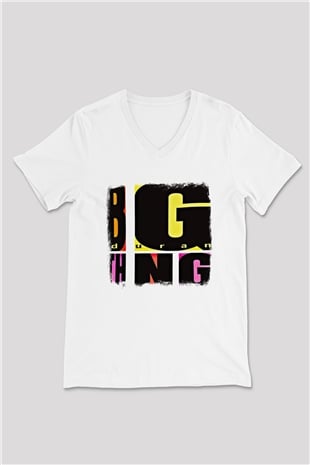 Duran Duran Baskılı Unisex Beyaz V Yaka Tişört