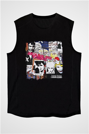 Duran Duran Baskılı Unisex Siyah Kolsuz Tişört