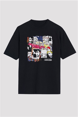 Duran Duran Baskılı Unisex Siyah Oversize Tişört