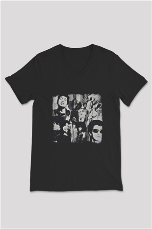 Duran Duran Baskılı Unisex Siyah V Yaka Tişört