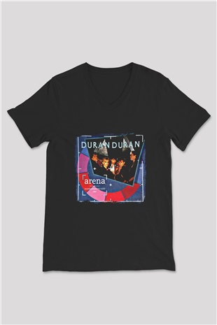 Duran Duran Baskılı Unisex Siyah V Yaka Tişört