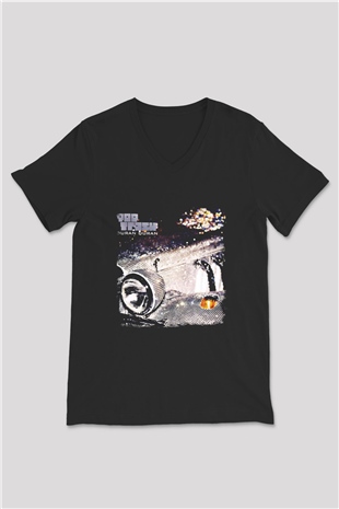 Duran Duran Baskılı Unisex Siyah V Yaka Tişört
