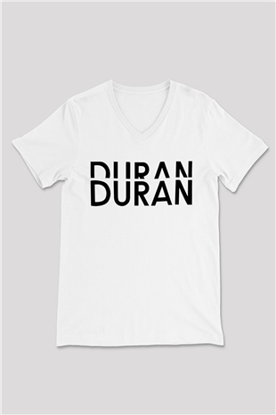 Duran Duran Beyaz Unisex V Yaka Tişört T-Shirt