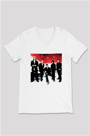 Duran Duran Beyaz Unisex V Yaka Tişört T-Shirt
