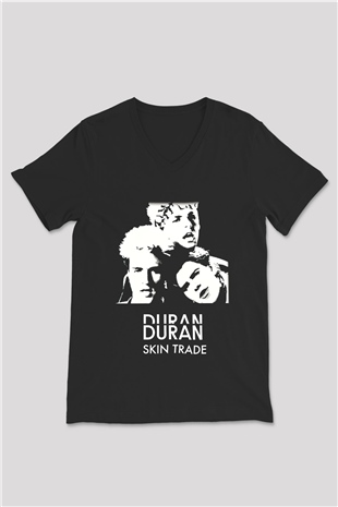 Duran Duran Siyah Unisex V Yaka Tişört T-Shirt