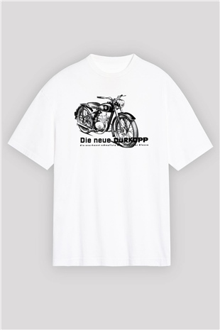 Dürkopp Beyaz Unisex Oversize Tişört T-Shirt