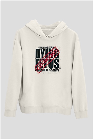 Dying Fetus Baskılı Unisex Beyaz Hoodie