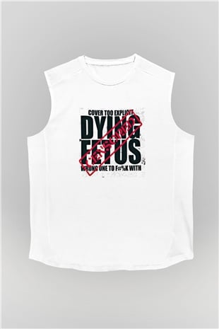 Dying Fetus Baskılı Unisex Beyaz Kolsuz Tişört
