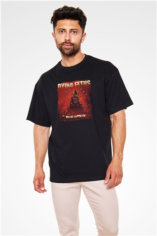 Dying Fetus Baskılı Unisex Siyah Oversize Tişört
