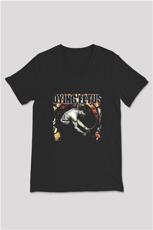 Dying Fetus Baskılı Unisex Siyah V Yaka Tişört