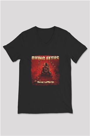 Dying Fetus Baskılı Unisex Siyah V Yaka Tişört