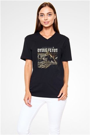 Dying Fetus Baskılı Unisex Siyah V Yaka Tişört
