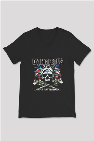 Dying Fetus Baskılı Unisex Siyah V Yaka Tişört
