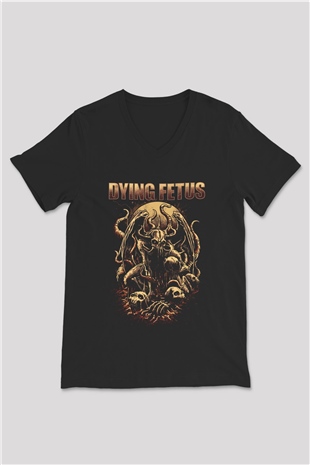 Dying Fetus Siyah Unisex V Yaka Tişört T-Shirt