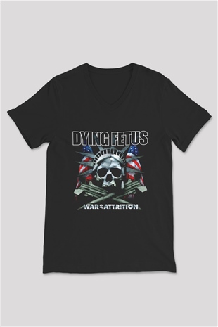 Dying Fetus Siyah Unisex V Yaka Tişört T-Shirt