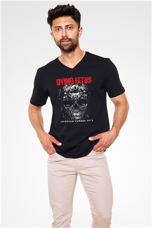 Dying Fetus Siyah Unisex V Yaka Tişört T-Shirt