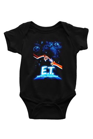 E.T. Baskılı Siyah Bebek Body - Zıbın
