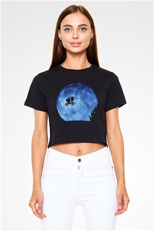 E.T. Siyah Crop Top Tişört