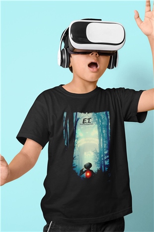 E.T. Siyah Unisex  Çocuk Tişört