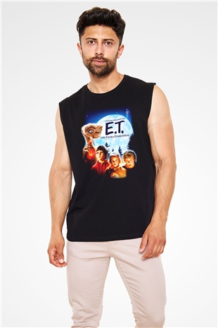 E.T. Siyah Unisex Kolsuz Tişört