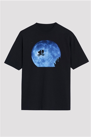 E.T. Siyah Unisex Oversize Tişört