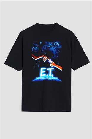 E.T. Siyah Unisex Oversize Tişört