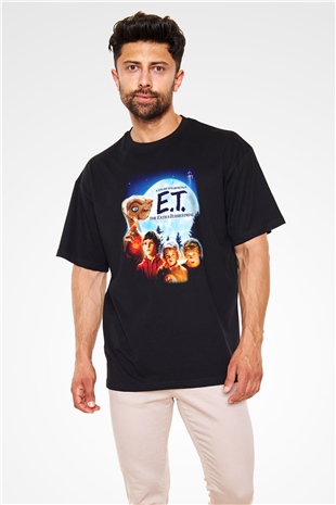 E.T. Siyah Unisex Oversize Tişört