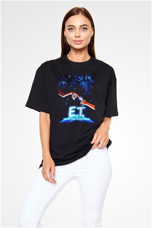 E.T. Siyah Unisex Oversize Tişört