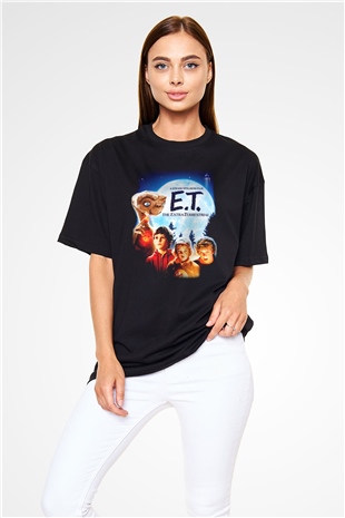 E.T. Siyah Unisex Oversize Tişört