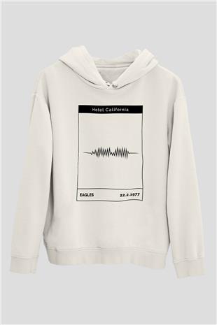 Eagles Baskılı Beyaz Unisex Kapüşonlu Sweatshirt