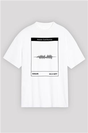 Eagles Baskılı Beyaz Unisex Oversize Tişört - Tshirt