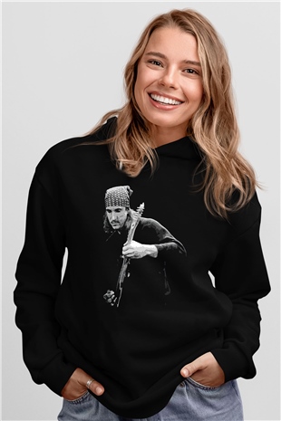 Eagles Baskılı Unisex Siyah Kapüşonlu Sweatshirt