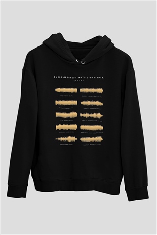 Eagles Baskılı Unisex Siyah Kapüşonlu Sweatshirt