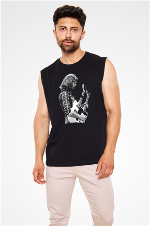 Eagles Baskılı Unisex Siyah Kolsuz Tişört - Tshirt