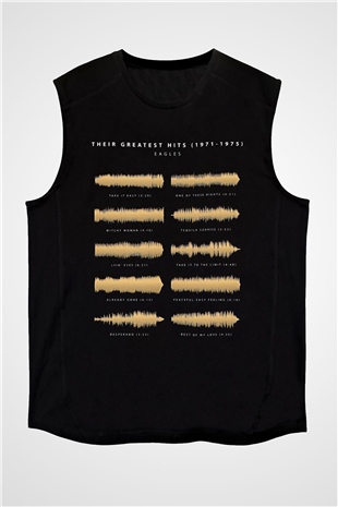Eagles Baskılı Unisex Siyah Kolsuz Tişört - Tshirt