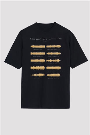 Eagles Baskılı Unisex Siyah Oversize Tişört - Tshirt