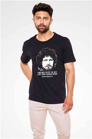 Eagles Baskılı Unisex Siyah Tişört - Tshirt