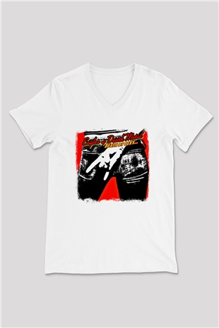 Eagles of Death Metal Baskılı Unisex Beyaz V Yaka Tişört