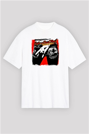 Eagles of Death Metal Baskılı Unisex Beyaz Oversize Tişört