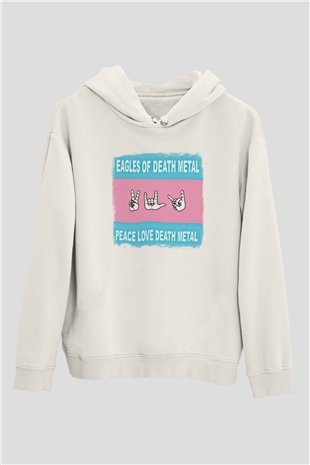 Eagles of Death Metal Baskılı Unisex Beyaz Hoodie
