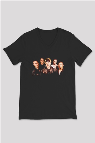 Earth Crisis Baskılı Unisex Siyah V Yaka Tişört - Tshirt