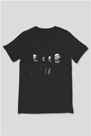 Earth Crisis Baskılı Unisex Siyah V Yaka Tişört - Tshirt