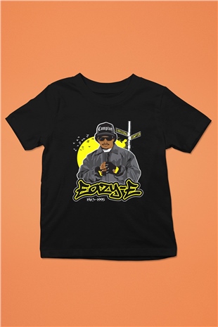 Eazy-E Baskılı Siyah Unisex Çocuk Tişört