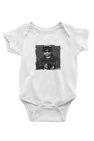 Eazy-E Baskılı Unisex Beyaz Bebek Body - Zıbın