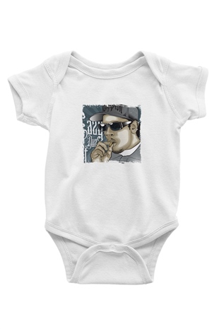 Eazy-E Baskılı Unisex Beyaz Bebek Body - Zıbın