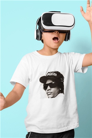 Eazy-E Baskılı Unisex Beyaz Çocuk Tişört
