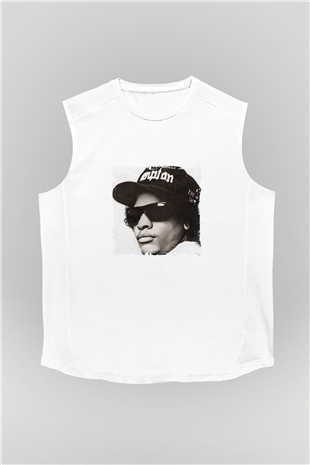 Eazy-E Baskılı Unisex Beyaz Kolsuz Tişört