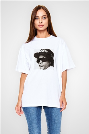 Eazy-E Baskılı Oversize Beyaz Tişört