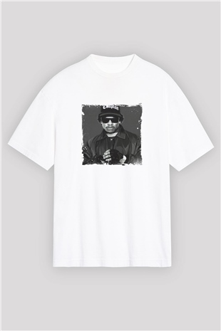 Eazy-E Baskılı Oversize Beyaz Tişört